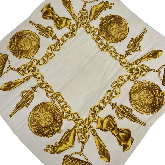 CHANEL - Cream Gold Scarf 294-051425 - Picture 1 of 5